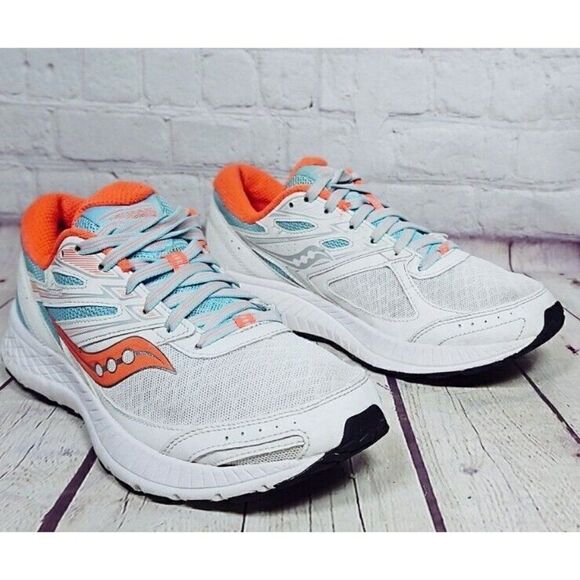 Saucony Cohesion 13 Athletic Running Shoes Women's Size 8 ~ White / Neon - Picture 5 of 9